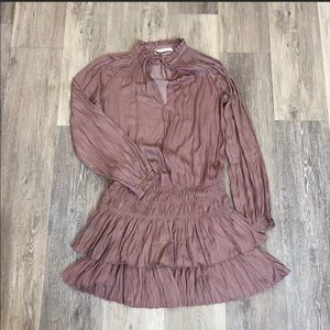 Blush color long sleeve mini dress